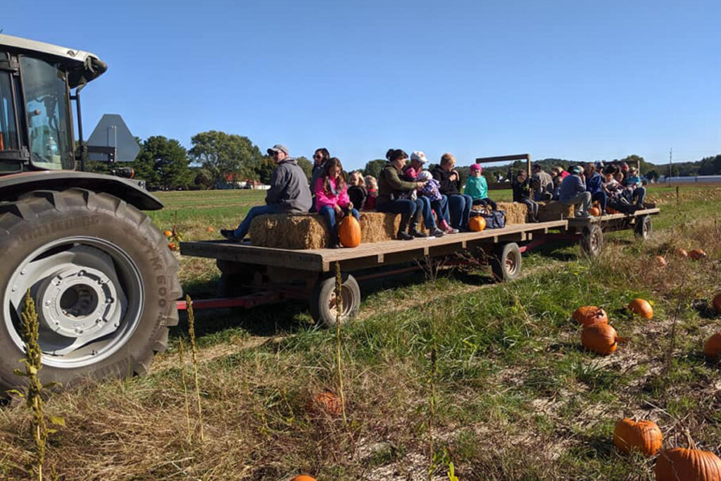 A hay ride during the annual Harvest Days